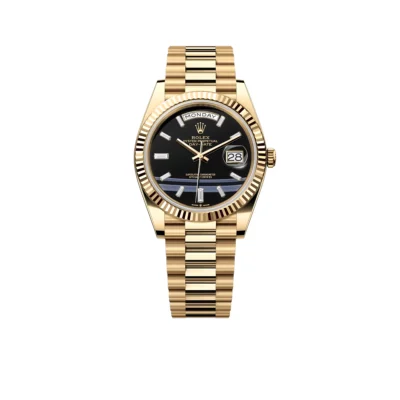 Rolex President Day-Date 40mm Black Dial Yellow Gold Diamond Mens Watch 228238